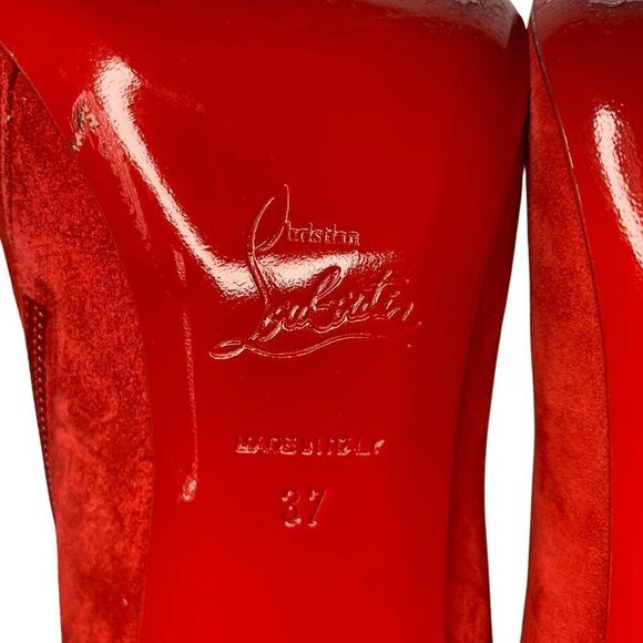 Christian Louboutin Veau Velour Red So Kate 55 Ankle Booties EU 37 US 7 Heels - Picture 8 of 8